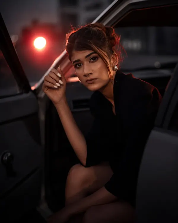 A creator on a night brand shoot in Colombo